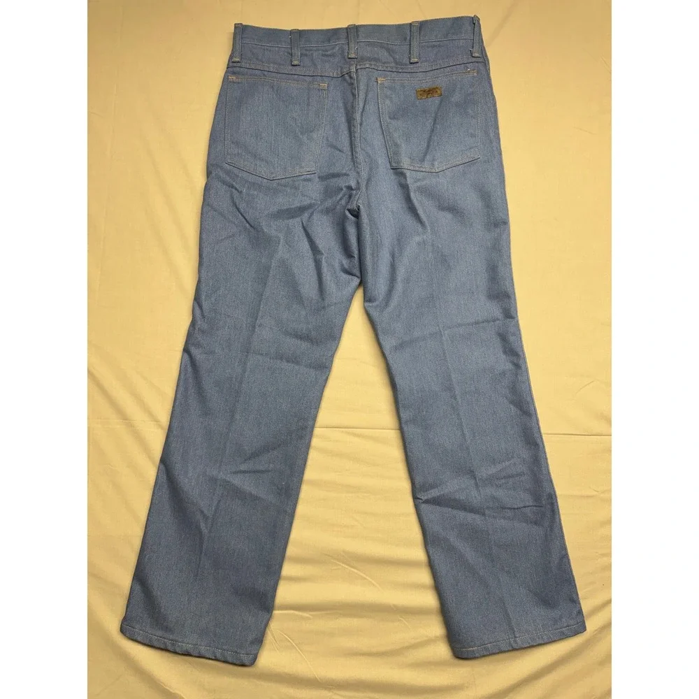 Wrangler Rugged Wear Jeans 34x30 Blue Denim Straight Leg Vintage Made in USA